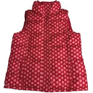 Gap Girl's Puffer Vest Kid's XL 12 Pink Polka Dots Zip Up Fleece Lined Quilted